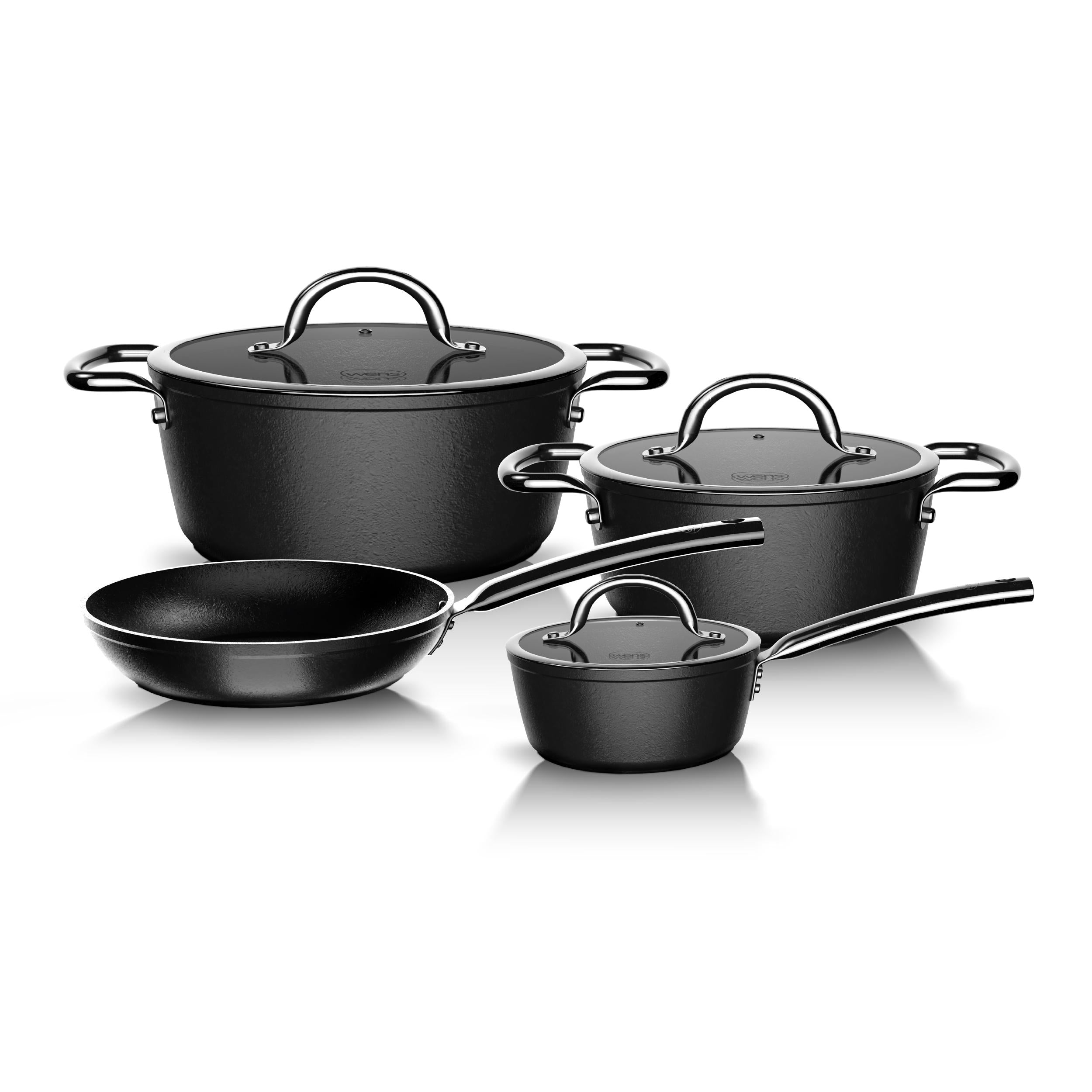 Batería de Cocina 7 Piezas Aluminio Forjado Black
